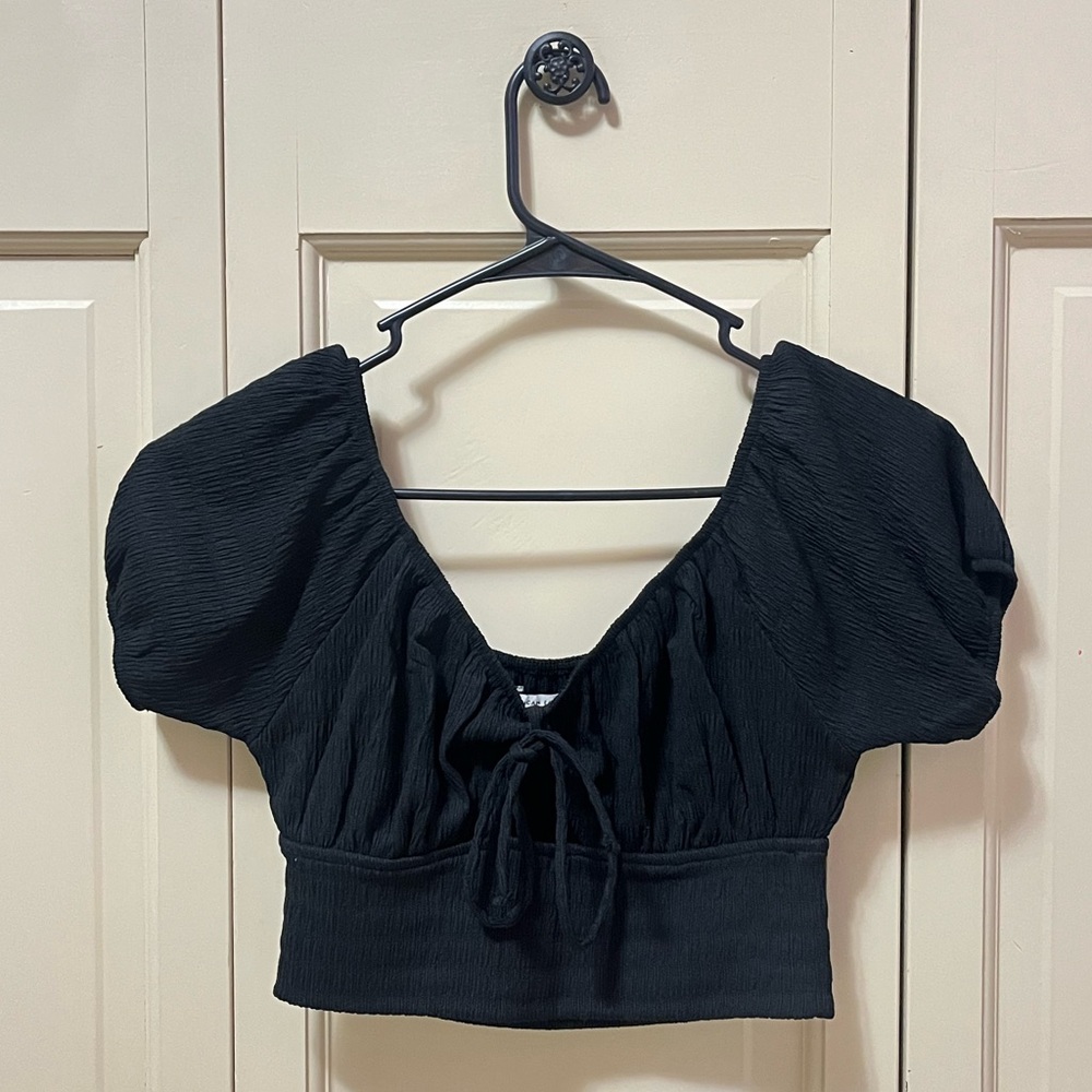 black american eagle knot front crop top